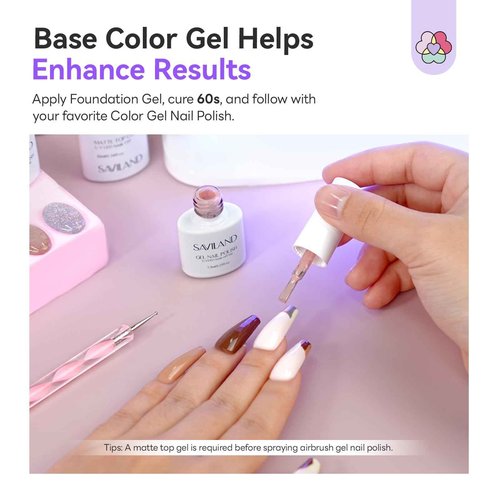 SAVILAND Advanced Dilution-Free Airbrush Gel Nail Polish: Non-Acetone 2 PCS 20ml White Airbrush for Nails Gel Airbrush Paint Kit Non-Toxic Castor Oil & VE for Ombre French Nail Salon Nail Art & Party