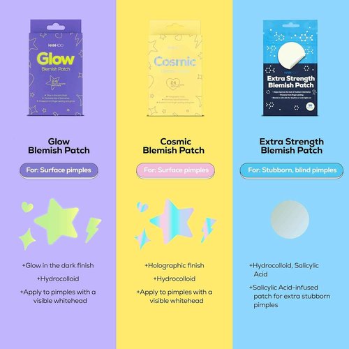 Hanhoo Cosmic Blemish Patch, 48 Count Holographic Pimple Patches, Multi-shaped Zit Stickers, Reduces Size of Blemishes, Acne Spot Treatment, Gentle Blemish Care, Korean Skincare 2 Pack