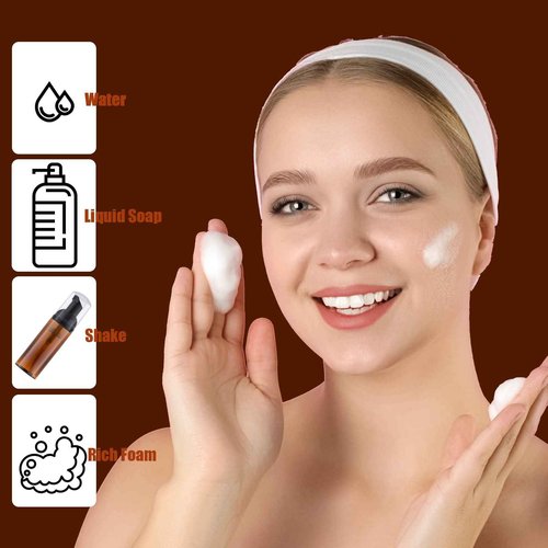 IRON BILL 2 Oz Empty Foam Pump Bottle (12PCS) Travel Foaming Soap Dispenser for Hand Soap, Lash Shampoo Cleanser (Amber)