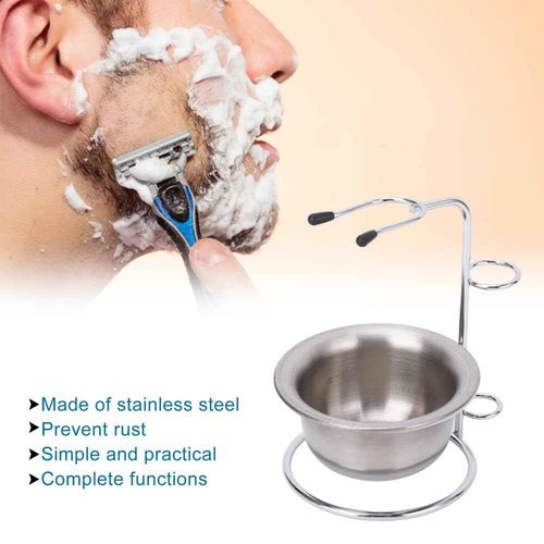 MOUMOUTEN Shaving Set, Metal Shaving Brush Holder, Stainless Steel Shaver Soap Bowl Set for Man, Husband, Father, Valentine's Day