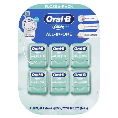 Oral-B Glide All-In-One Dental Floss, Mint, 6 Count