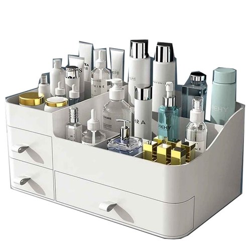 skin care organizer,Makeup Desk Organizer With Drawers ,Countertop Organizer for Cosmetics,Vanity brush with Holder for Lipstick, Brushes, Eyeshadow, and Desktop Finishing Dresser (A-Large-White)