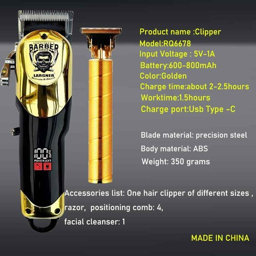 Largner Hair Clippers for Men Professional, Cordless Beard Trimmer & Electric Razor Shavers for Men, Rechargeable 3 Piece Barber Hair Cutting Kit LED Display Men's Grooming Kit