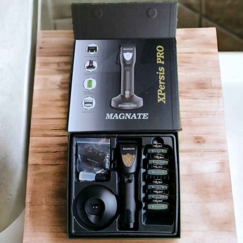 XPERSIS PRO Magnate Quiet and Low Vibration DLC Fade Blade Black 7200 RPM Cordless Hair Clipper for Barbers and Mens, 3 hrs Quiet Run Time with Extra Fade Blade and Charging Stand