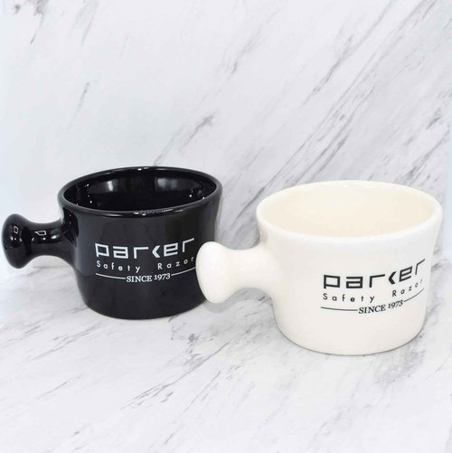 Parker Deluxe Stoneware Apothecary Shaving Mug – for use with up to 3” Shave Soaps and Lathering Shave Creams – Handmade in The USA (Ivory)