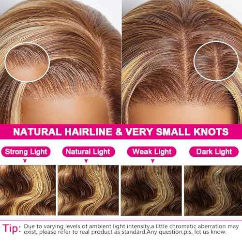 Bob Wig Human Hair 13x6 Body Wave Lace Front Wigs Human Hair Highlight Ombre P4/27 Glueless Wigs Pre Plucked With Baby Hair 200 Density Hd Lace Frontal Wigs For Black Women 16 Inch