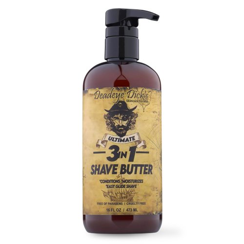 DeadeyeDick's 3-in-1 Shave Butter | Natural Shave Cream for Face, Head & Body | Gentle, Non-Irritating Formula for All Skin Types | 16 FL OZ