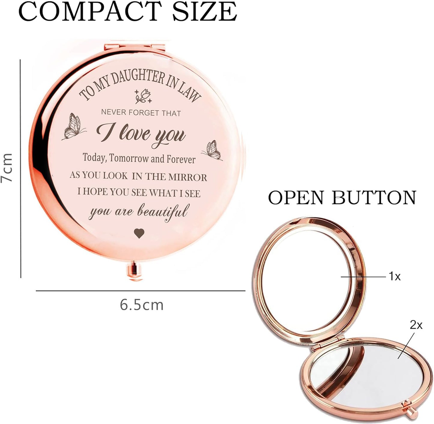 KGKAIMIZL Daughter in Law Gifts Compact Mirror, Daughter in Law Gifts from Mother in Law, Wedding Day Birthday Gifts for Daughter-in-Law