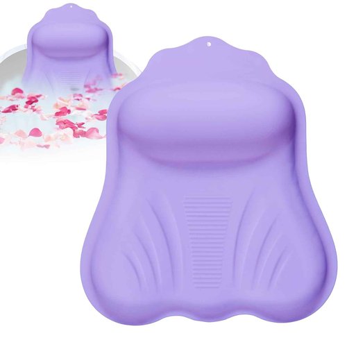 Silicone Bath Pillow for Tub Adults, 4D Air-Cushion Bathtub Pillow for Head Neck and Back Support, Non-Slip Suction Cups, Quick-Drying Waterproof Spa Pillow, Easy to Clean & Store，Purple