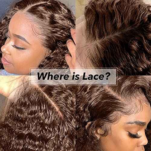 13x4 Chocolate Brown Deep Wave Transparent Lace Front Wigs Human Hair Wet and Wavy Wigs for Black Women Brazilian Deep Curly Wave Lace Frontal Wigs Pre Plucked with Baby Hair 180% Density (26 Inch)