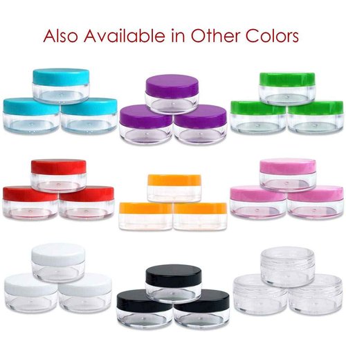 Beauticom 10g/10ml (0.35 Fl Oz) Round Clear Jars with Round Top Lids for Creams, Lotions, Make Up, Powders, Glitters, and more... (Color: Green Lid, Quantity: 40 Pieces)
