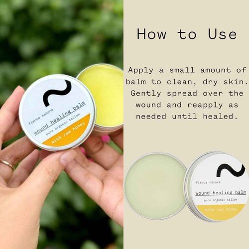 Fierce Nature Organic Skin Healing Balm – Tallow, Beeswax, Olive Oil & Ossa Raw Honey – Infused with Natural Herbs – Gentle, Effective Relief for Minor Wounds