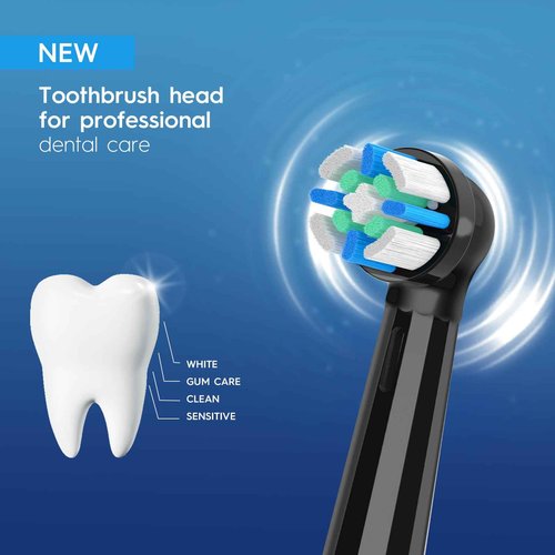 IO Replacement Heads Compatible with Oral B iO 2/3/4/5/6/7/8/9/10 Series Electric Toothbrush, Brush Heads with Medium Bristles Compatible with Oral B iO for Gentle Dental Care (8 Black/White)