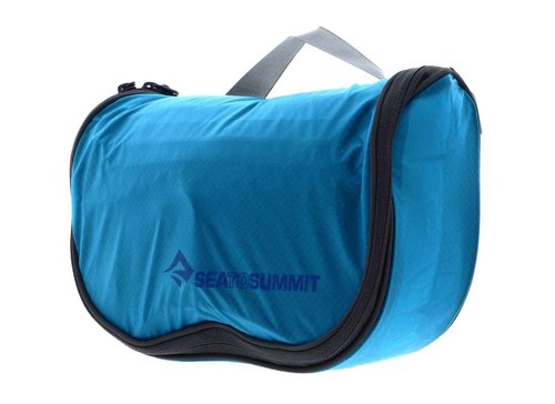 Sea to Summit Small Hanging Toiletry Bag, Extra Compact Travel Organizer for Minimalist Adventures, Atoll Blue