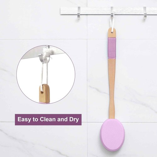 AmazerBath Purple Lotion Applicator for Back, 4 Replaceable Pads with 1 Long Handled and 6 PCS White Lotion Applicator Replacement Pads, Apply Cream Medicine Skin Cream Moisturizer Sunscreen Tanner