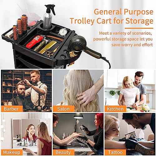 RED by Salon Trolley Cart, Multifunction 5 Drawer Hair Stylist Salon Station Rolling Cart Professional Hairdresser Hair Dye Storage Beauty Barber Moveable Station