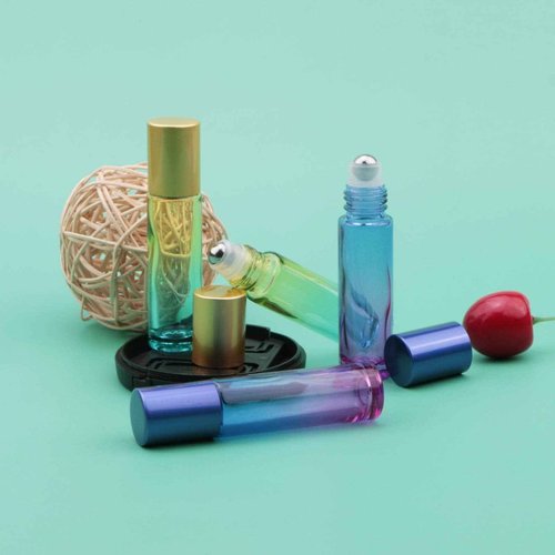 Ellbest 10ml Rolling Glass Bottle for Essential Oil 10pcs Colorful Roller Bottles with Stainless Steel Roller Balls & Funnels & Dropper for Travel, Carrying Outside (Gradient Colors)