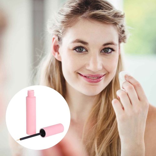 LALAFINA 30Pcs Plastic Empty Eyeliner Tube 10ml Pink Vials Bottles Refillable Eyeliner Brush Applicator for Diy Eyelash Growth Oil,Eye Gloss Liquid