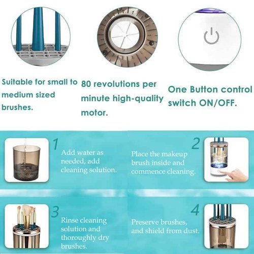 Electric Makeup Brush Cleaner Machine, 2025 Upgrade Cosmetic Brush Cleaner, Deep Cleaning All Types of Brushes, Keeps Brushes Hygienic and Skin Healthy