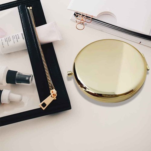 WOOYALIN Magnifying Compact Double-Sided 1X/2X Round Pocket Handheld Travel Makeup Portable Pocket Mirror Glod 5PCS
