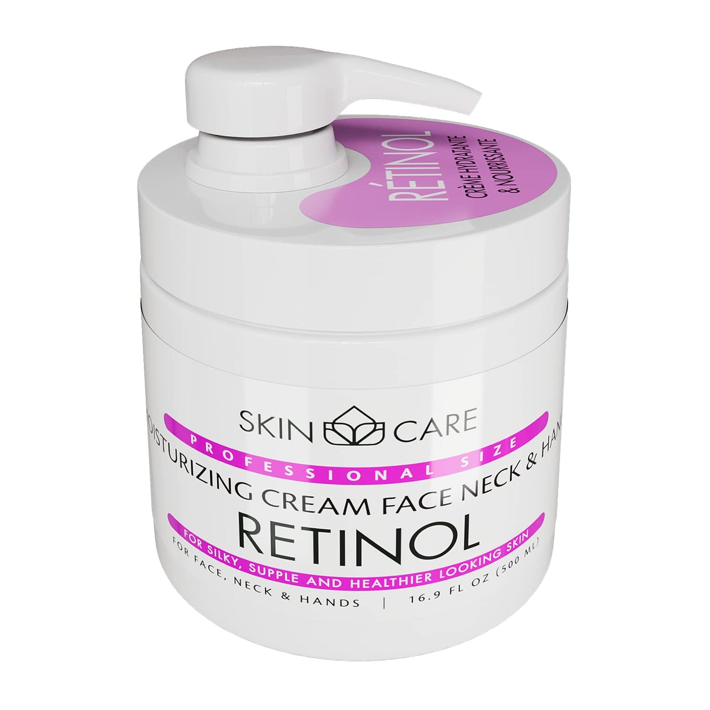 Skin Care Retinol 3-in-1 Moisturizer Face Cream, Neck and Hands - Treatment for Crepey Texture, Wrinkles and Sagging - Daily Lotion for All Skin Types - 16.9 fl. oz.