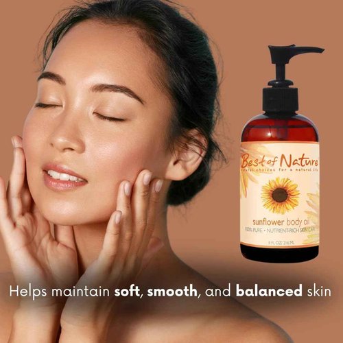 Best of Nature 100% Pure Sunflower Massage Oil, Lightweight Deep Moisturizing Unscented Oil for Skin, Body & Massage, Nourishing Hydration for Hair & Face, 1 Gallon (128 fl oz)