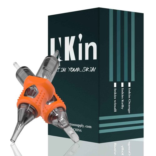 INKin 40Pcs Tattoo Cartridge Needles Assorted Disposable Tattoo Needle Cartridges with Finger Ledge #12 Standard Round Liner 3RL 5RL 7RL 9RL 11RL with Safety Membrane for Tattoo Gun Tattoo Supplies