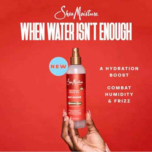 SheaMoisture Curl Stretch Shampoo, Conditioner, Volume Cream, and Refresher Spray with Kalahari Melon Oil and Hyaluronic Serum - Hydrates, Repairs Breakage, Detangles, Minimizes Shrinkage, 4 Pack