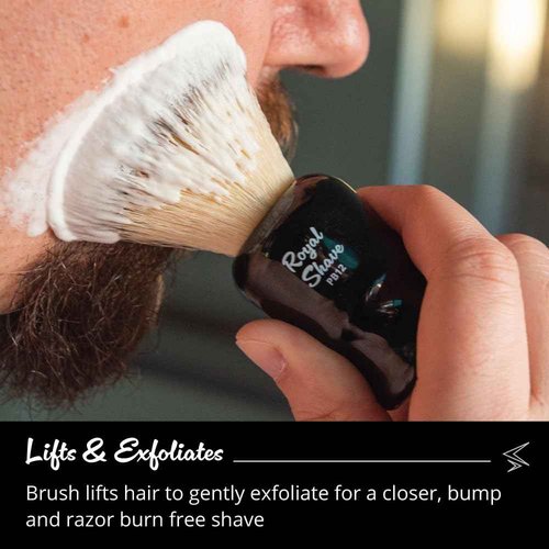 Vegan Shaving Brush by Royal Shave, Foluxe Synthetic Bristles, Badger-Free, Wet Shave Tool for Men & Women, Smooth & Comfortable (CREAM)