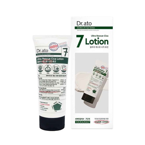 Dr.ato Ultra Rescue Cica Lotion for Body & Face Korean Skincare (5.4 Fl Oz)