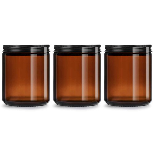 GIVAMEIHF 8oz Amber Glass Jars with Airtight Lids (3 Pack) - Empty Candle Jars for Candle Making,Cosmetic Jars for Creams,Lotions & Salve