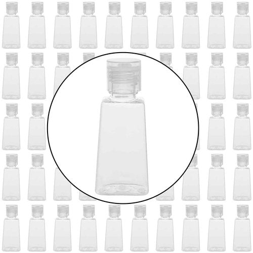MANCHAP 100 Pack 1oz Plastic Empty Squeeze Bottles, 30ml Clear Travel Refillable Squeeze Bottles with Flip Cap for Lotions, Creams, Toiletries