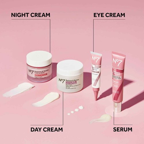No7 Restore & Renew Multi Action Face & Neck SPF 30 Day Cream - Firming & Hydrating Face Moisturizer with Hyaluronic Acid to Help Reduce the Appearance of Wrinkles - Fragrance-Free (1.69 Fl Oz)