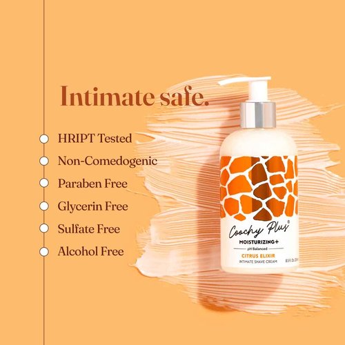Coochy Plus Intimate Shaving Cream MOISTURIZING Plus CITRUS ELIXIR For Pubic, Bikini Line, Armpit - Rash-Free With Patent-Pending Formula–Prevents Razor Burns & Bumps, In-Grown Hairs, Itchiness 3 Pack