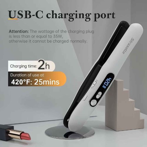 Straxelle Mini Flat Iron Hair Straightener, 2 in 1 Cordless Hair Straightener and Curler for Travel, 5000mAh Rechargeable Straighteners, 350°F-420°F Portable Flat Iron for Women