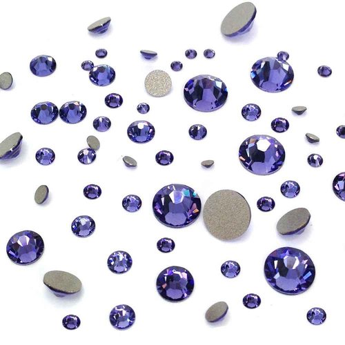 Tanzanite (539) Purple Violet 144 pcs Swarovski 2058/2088 Crystal Flatbacks Purple Rhinestones Nail Art Mixed with Sizes ss5, ss7, ss9, ss12, ss16, ss20, ss30