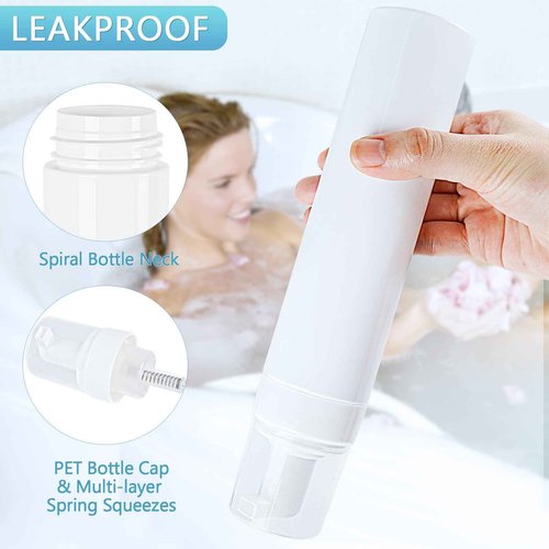 Foam Pump Bottle 8.5oz/250ml White Empty Foam Dispenser Bottle Travel Foaming Hand Soap Bottle Large Refillable Foaming Bottle for Shampoo Cleaning Traveling (4 Pack)