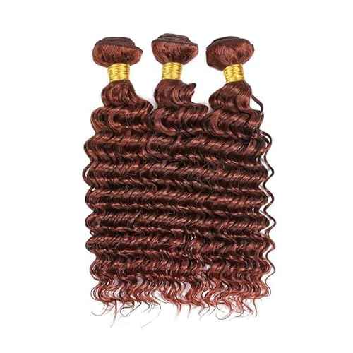 Bundles Human Hair 26 28 30 Inch Reddish Brown Deep Wave Bundles Color 33 Human Hair Deep Wave Unprocessed Quick Weave Soft Sewn In Hair Extensions for Black Women