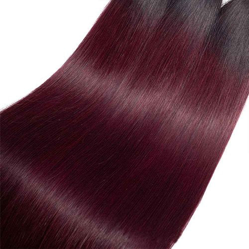 1B99j Bundles Burgundy Straight Human Hair Bundles Brazilian Virgin Human Hair 18 20 22 inch Two Tone Black To Burgundy Bundle Double Weft 1B99j Straight Hair Extensions