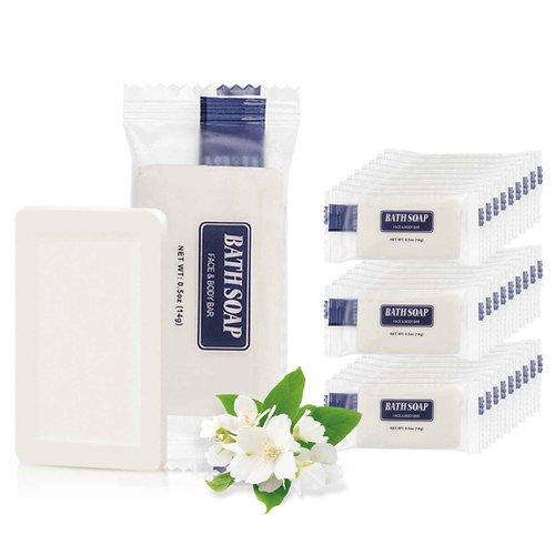 SLequipo 200 Pack Bulk Bar Soap, 14g Mini Soap Bars Bulk Individually Wrapped, 0.5 oz Travel Soap Small Hotel Soaps Travel Size Toiletries for Hotel Bathroom