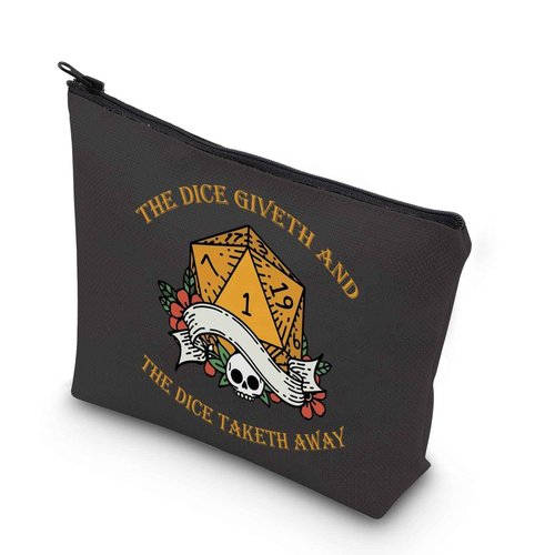 D&D Gamer Gift The Dice Giveth and The Dice Taketh Away DM Bag of Holding Zipper Pouch Gamer Dice Bag (TAKETH AWAY)