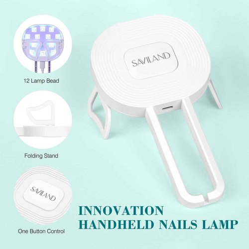 SAVILAND Gel Nail Kit with Curing Lamp: 500 pcs Stiletto Nail Tips 4 In 1 Glue Gels with Medium Stiletto Gel Nails Tip and Curing Lamp Acrylic Nails Art DIY Manicure Home Salon Gift