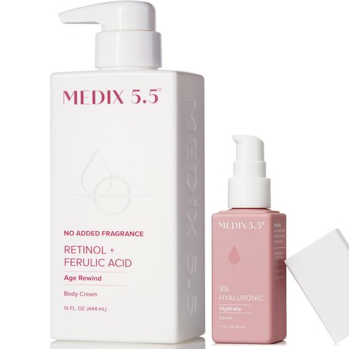 Medix 5.5 Fragrance Free Retinol Age Rewind Cream + 3% Hyaluronic Acid Hydrating Body Serum Set