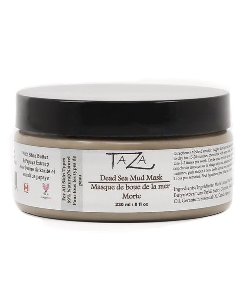 Taza Premium Natural Dead Sea Mud Mask, 8 ounces (230 milliliters), Bright and Radiant Facial Skin, With: Dead Sea Mud, Shea Butter, Grapeseed Oil, Vitamin E, Glycerin, Papaya Extract
