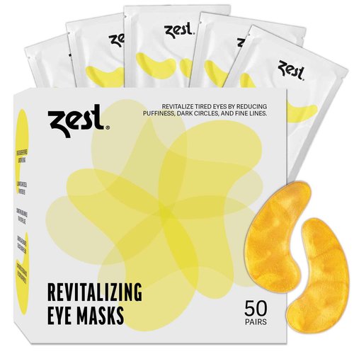 Zest Under Eye Mask w/Collagen & Hyaluronic Acid - Gel Patches Brighten & Reduce Puffy Eyes, Dark Circles, Wrinkles, Undereye Bags - Bridesmaids & Birthday Gift for Women (50 Pairs, Gold)