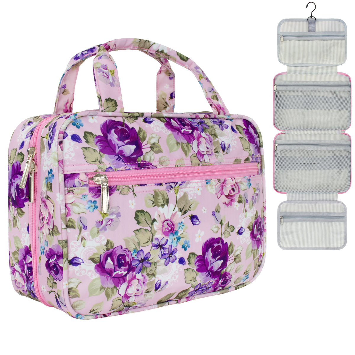 Travel Toiletry Bag with Hanging Hook Water-Resistant Organizer Pouch
