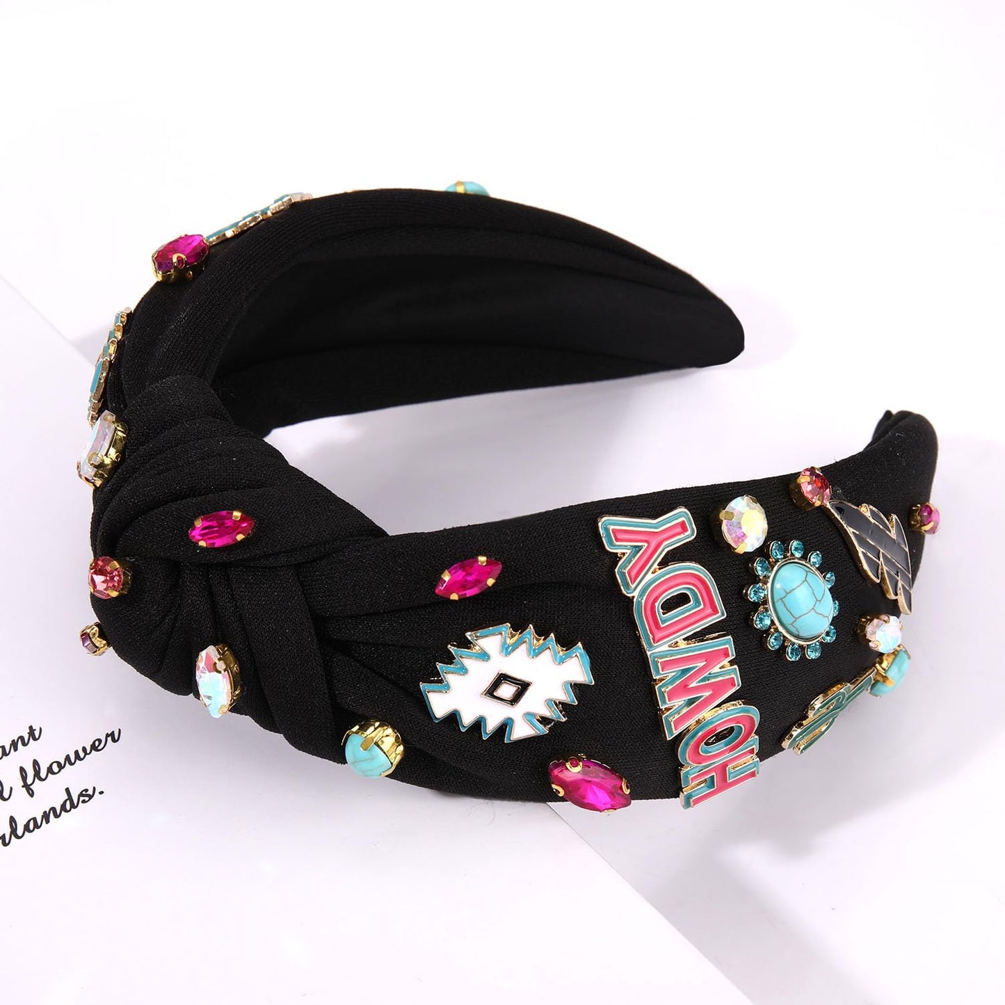 MOLOCH Western Headband Cowgirl Headband for Women Cowboy Boot HOWDY Knotted Headband Crystal Jeweled Top Knot Hairband Western Country Concert Hair Accessories Bachelorette Outfit Gifts