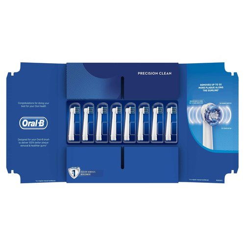 Oral-B Genuine Precision Clean Replacement White Toothbrush Heads, Refills for Electric Toothbrush, Deep and Precise Cleaning, Mailbox Size, Pack of 8