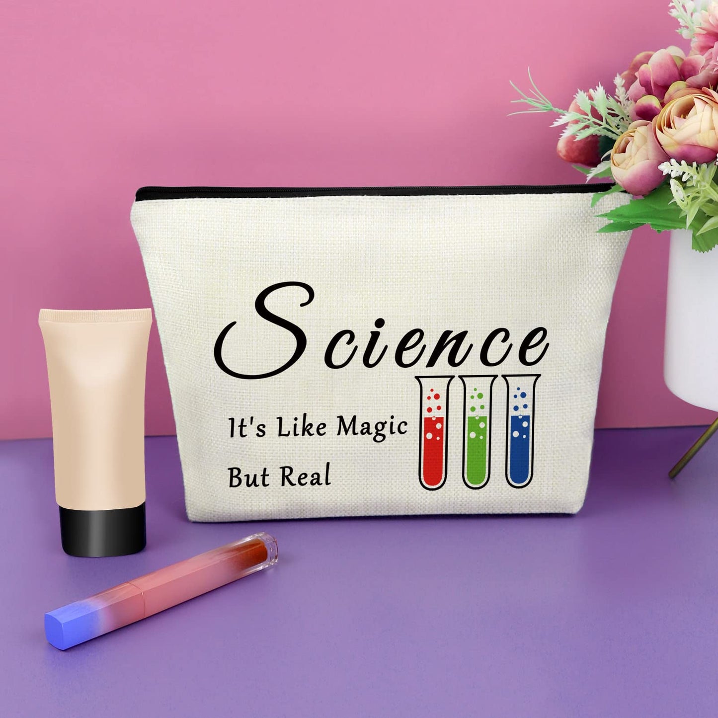 Sazuwu 3PCS Science Gifts Makeup Bag Teacher Appreciation Gifts for Women Science Student Graduation Gifts Scientist Lovers Cosmetic Bag Chemistry Science Gift Birthday Christmas Gifts