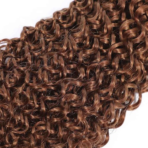 #30 Human Hair Bundles Curly Wave 14 16 18 Inch Kinkycurly Bundles Human Hair Unprocessed Native Virgin Hair 100/PC 3 Extensions Light Brown Color Wet and Wavy Human Hair Extensions for Women